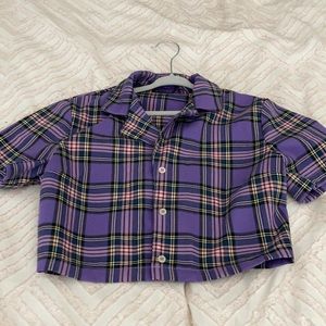 purple crop tank flannel